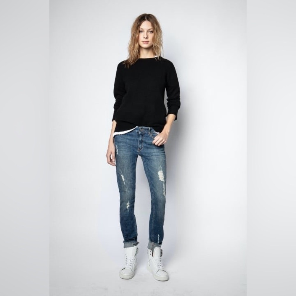 Zadig & Voltaire Eva Use Studded Pocket Distressed Jeans Sz-26